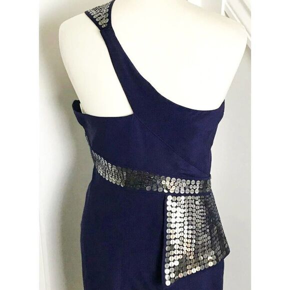 Susana Monaco Blue Flower Print 100% Silk Baby Doll Empire Dress Size 8 - Picture 3 of 12